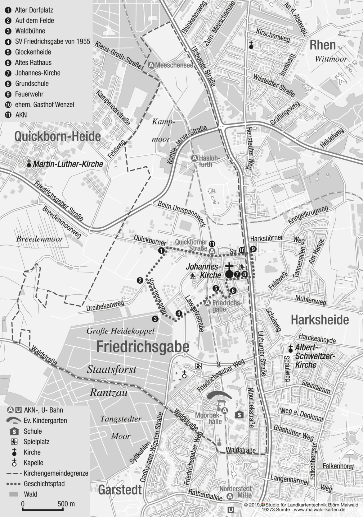 Plan, Karte der Kirchengemeinde