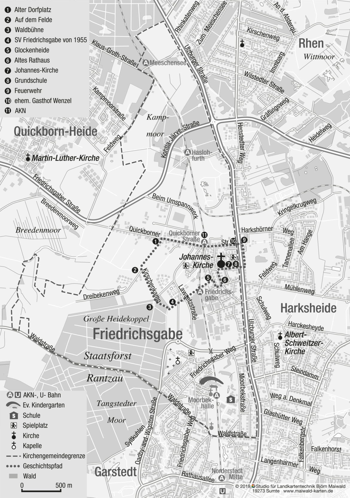 Plan, Karte der Kirchengemeinde - Copyright: Studio für Landkartentechnik, Maiwald